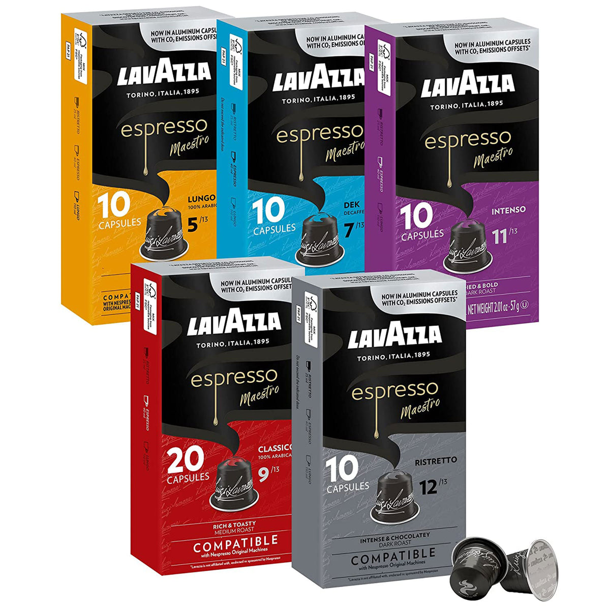 Lavazza Aluminum Original Line Compatible Capsules Variety Pack – Italy ...